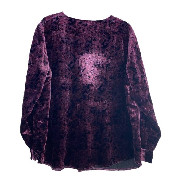 J. Jill Crushed Velvet Tunic Pullover V-Neck Long Sleeve Top Fairycore XL Purple - Picture 3 of 10